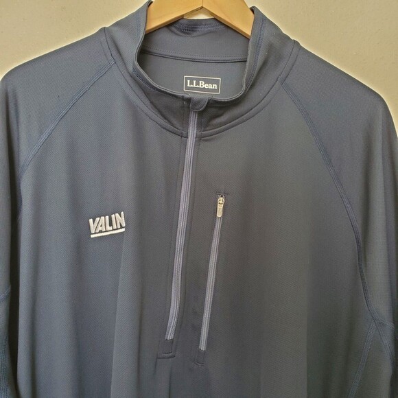 L.L.Bean Shirt Polyester 1/4 Quarter Zip Pullover Long Sleeve Men 3XL Blue Valin - Picture 2 of 14
